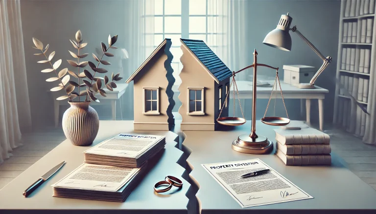 DALL·E 2024-11-04 14.03.07 - A horizontal illustration depicting a scene of property division during divorce